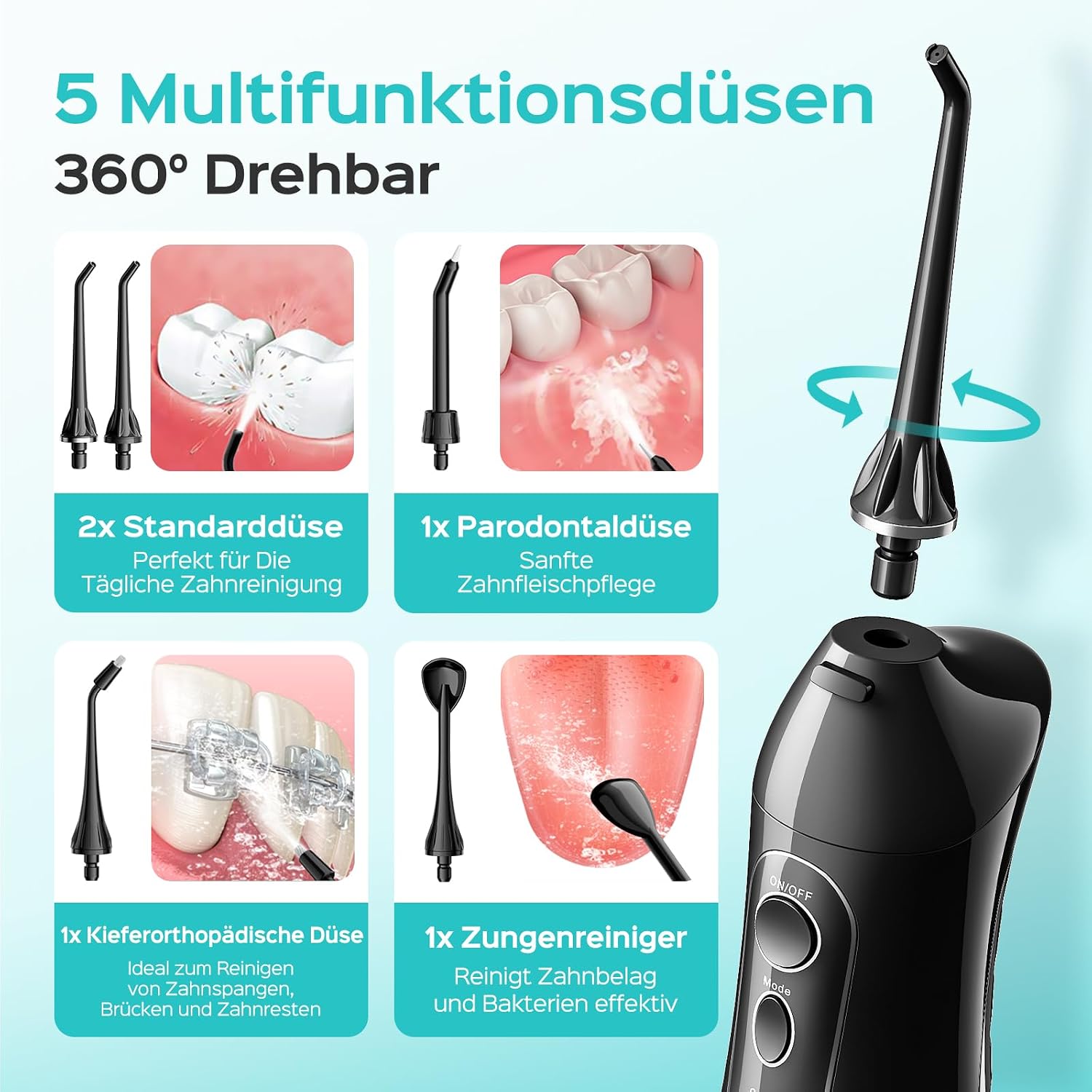 COSLUS Munddusche Kabellos Trragba Elektrische – Bild 6