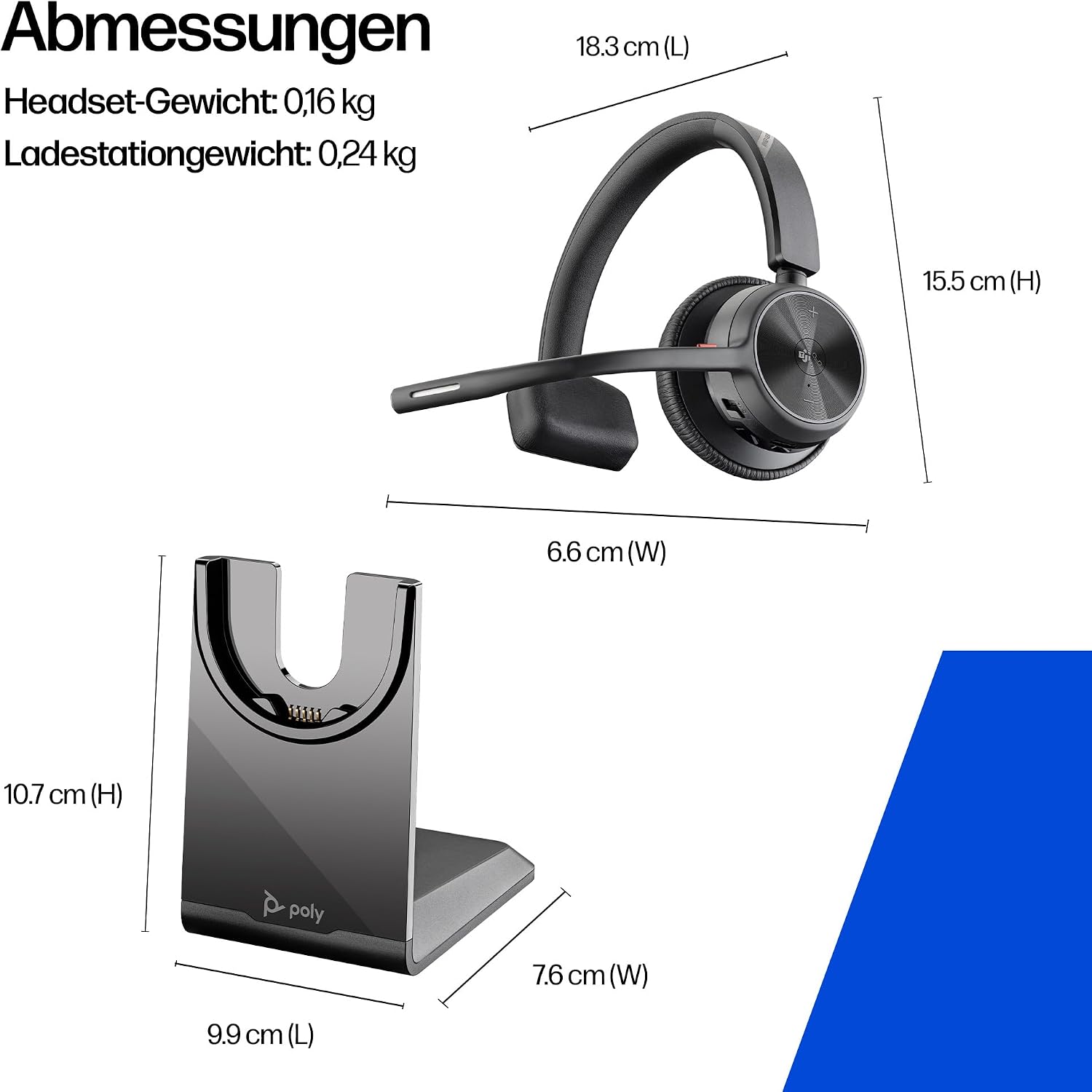 Poly Voyager 4310 UC Bluetooth Headset mit Ladestation für Mobiles Arbeiten – Bild 6