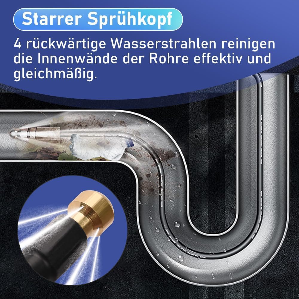 10m Rohrreinigungsschlauch kompatibel mit Kränzle Kärcher K2-K7, 180 bar – Bild 6
