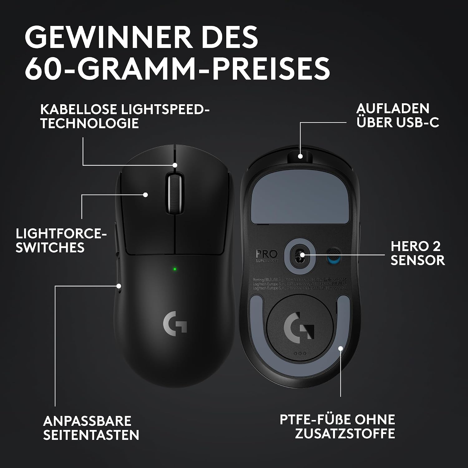 Logitech G PRO X SUPERLIGHT 2 kabellose Gaming-Maus – Bild 6