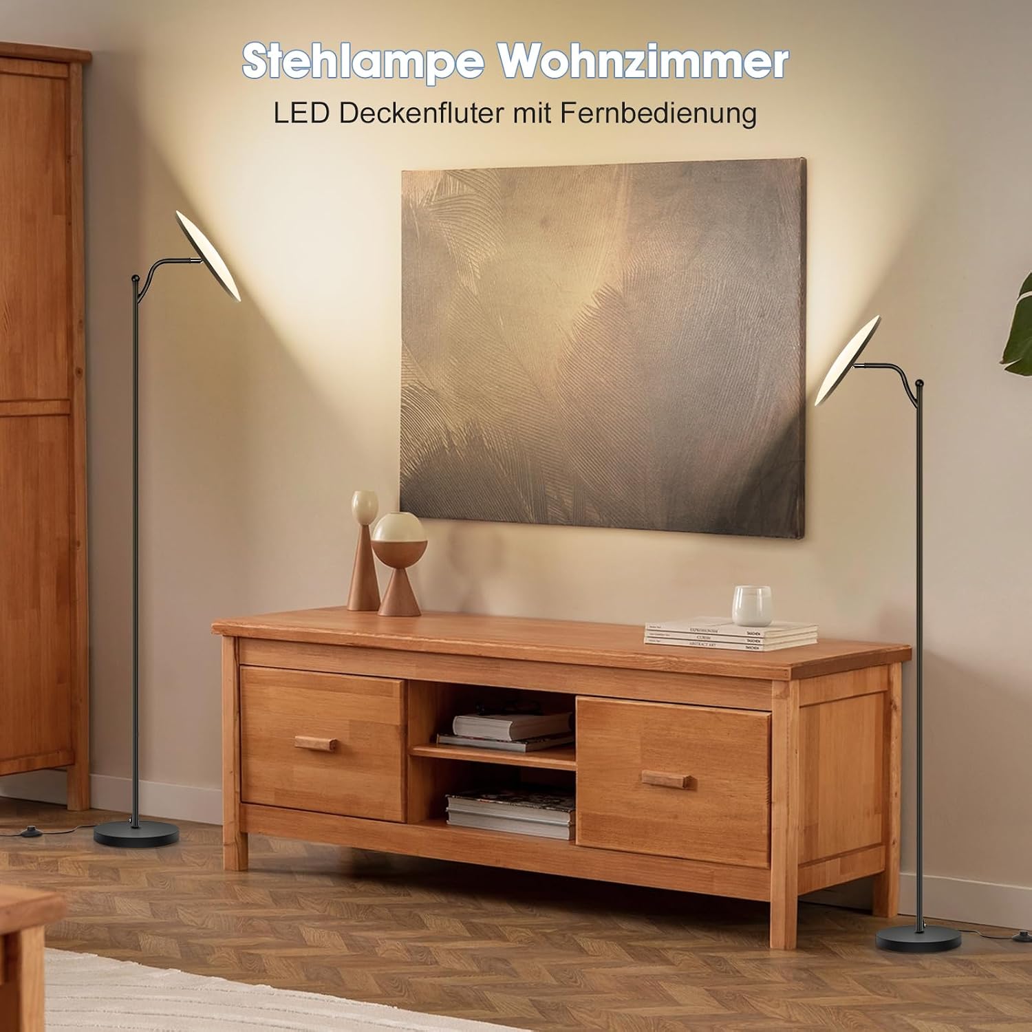 Oraymin 2 Stücke Stehlampe Wohnzimmer 32W, Deckenfluter Stehleuchte Dimmbar mit Fernbedienung, 2700K-6500K Stehlampen LED Dimmbar Hohe Stehleuchte, Drehbare Stehlampe für Wohnzimmer Schlafzimmer Büro – Bild 8