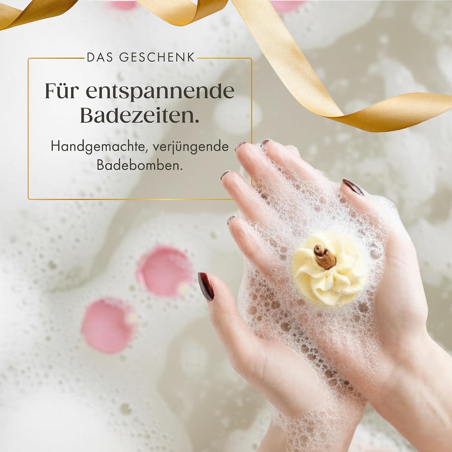 Satin Naturel 7 Luxuriöse Bio Badebomben, Wellness Geschenkset – Bild 3