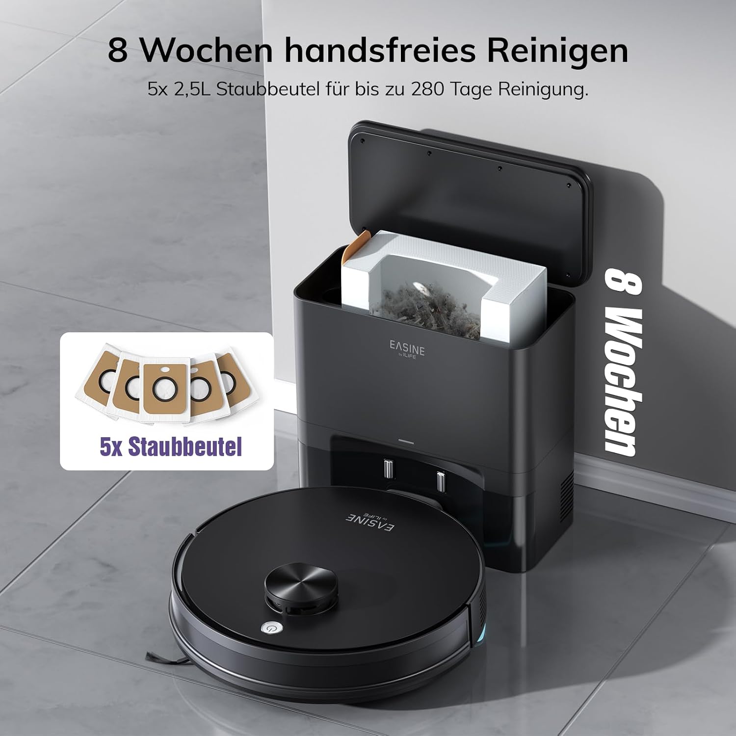 S20 Saugroboter mit Wischfunktion Automatische Absaugstation – Bild 3