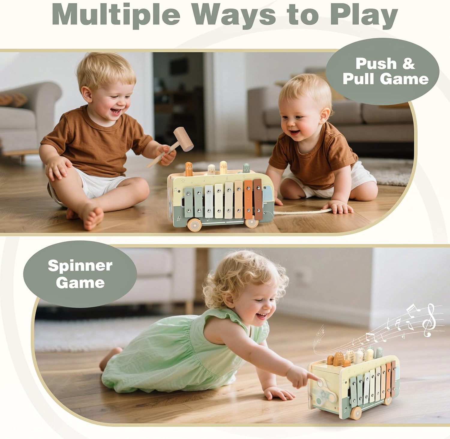 Vanplay Montessori Spielzeug ab 1 Jahr, 7 in 1 Hammerspiel Angelspiel Magnet Holzspielzeug Motorikspielzeug, Xylophon Kinder 1 Jahr, Geschenk Kinderspielzeug ab 1 2 3 Jahre Mädchen Junge – Bild 5