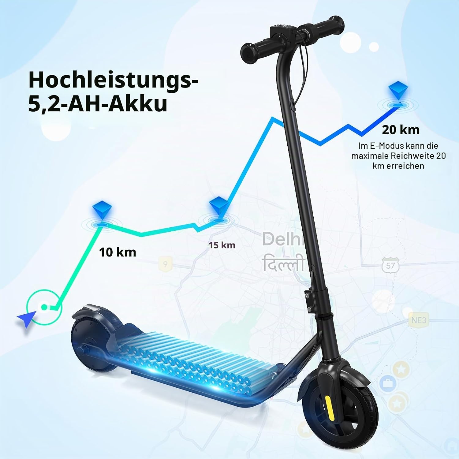 EVERCROSS E6 E Scooter Kinder,Bluetooth-Musik,bis 20KM Reichweite – Bild 4