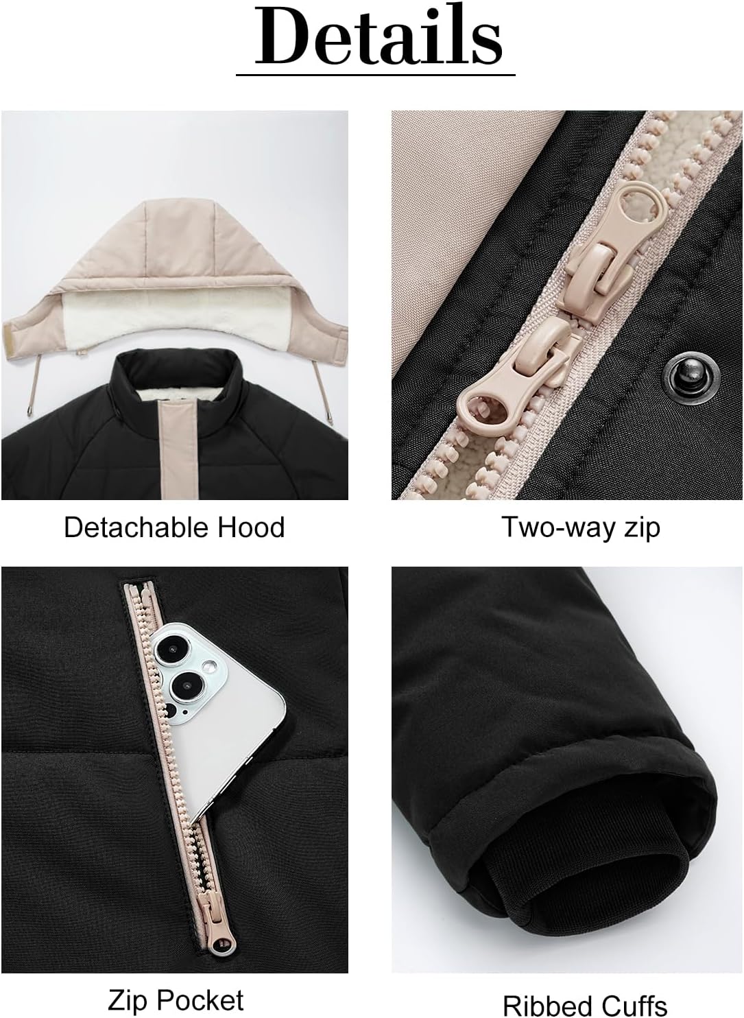 Vancavoo Wintermantel Damen Lang Winterjacke Warm Gefüttert Winterparka – Bild 4