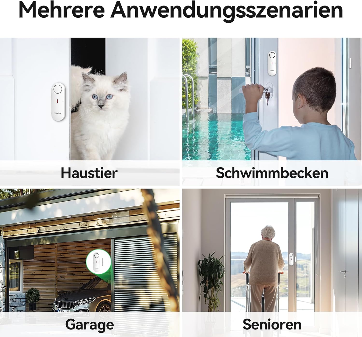 VOXON Türalarm, Fensteralarm Einbruchschutz, 2-in-1 Alarm/Türgong, 3-stufiger Lautstärkeregler, Alarmanlage Tür- und Fenstersensoren mit Sirene für Pool, Haus, Geschäft, Garage, Wohnung (2Pcs) – Bild 6