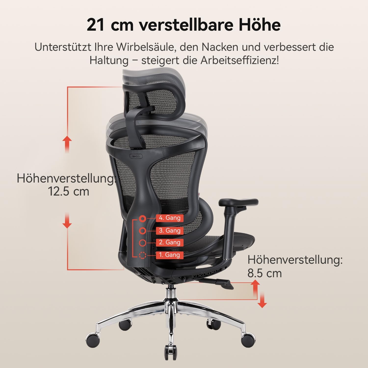 SIHOO Doro C300 Bürostuhl Ergonomisch mit Dynamischer Lendenwirbelstütze – Bild 6