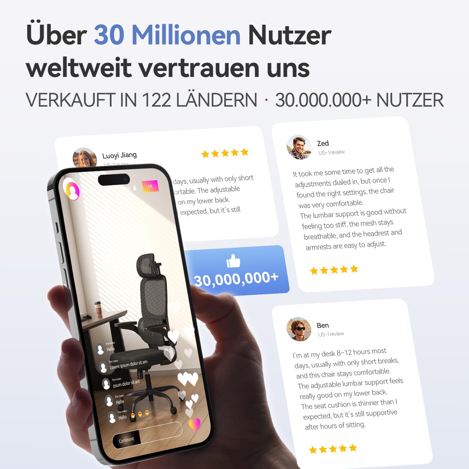 SIHOO M102C PRO Bürostuhl mit Lordosenstütze, Schreibtischstuhl Ergonomisch – Bild 12