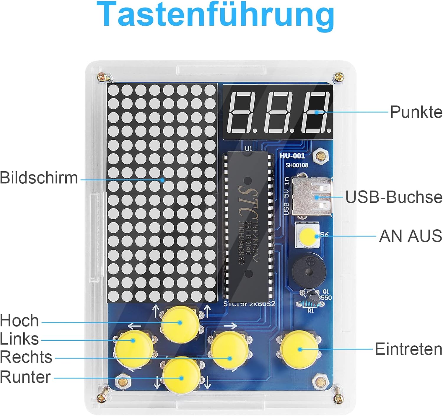 DIY-Spielkonsolen-Handset mit Acrylgehäuse, Lötübungsset, DIY-Retro-Classic-Elektronik-Set für Mint-Schulbildung – Bild 3