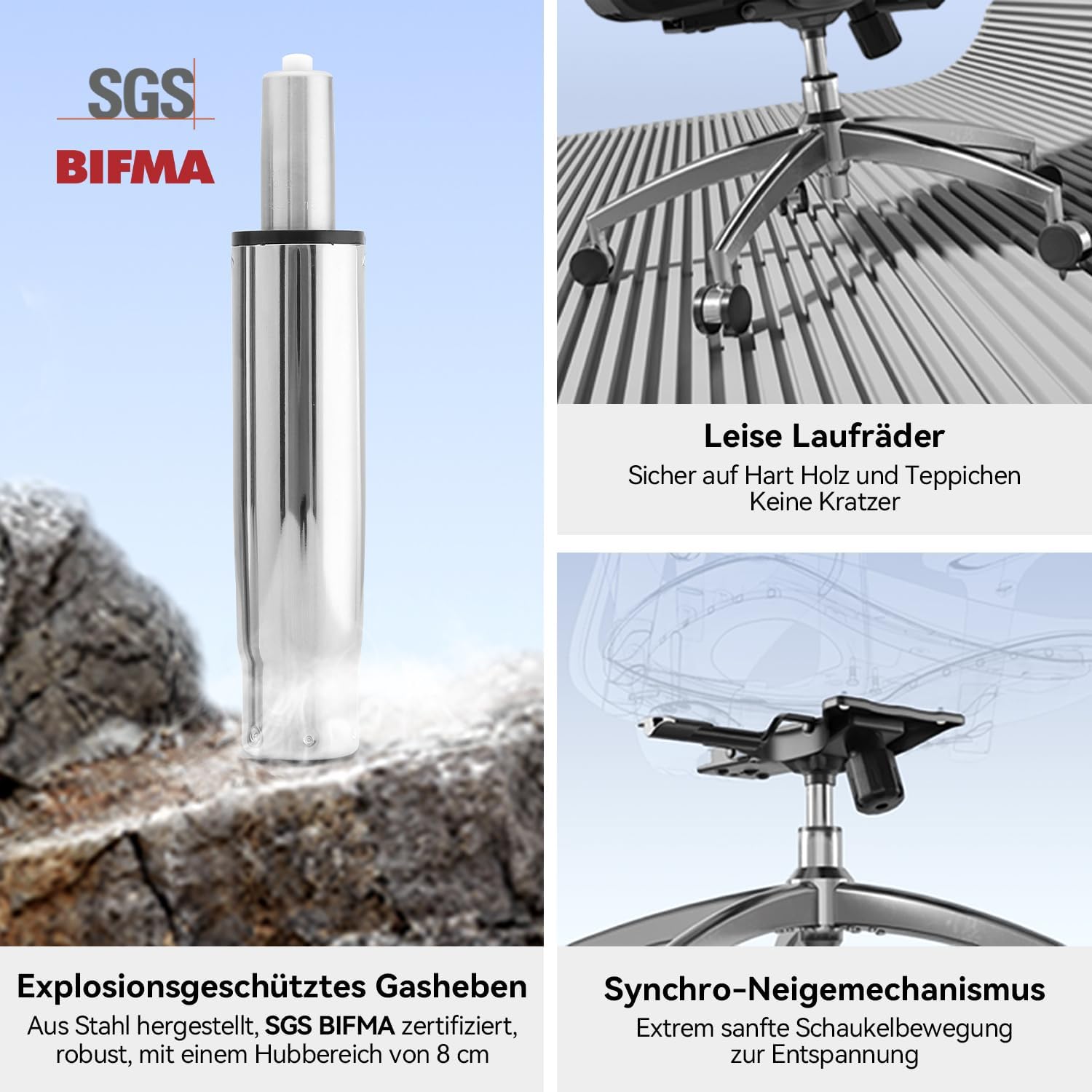 SIHOO Bürostuhl Ergonomisch,Verstellbarer Lordosenstütze Schreibtischstuhl – Bild 6