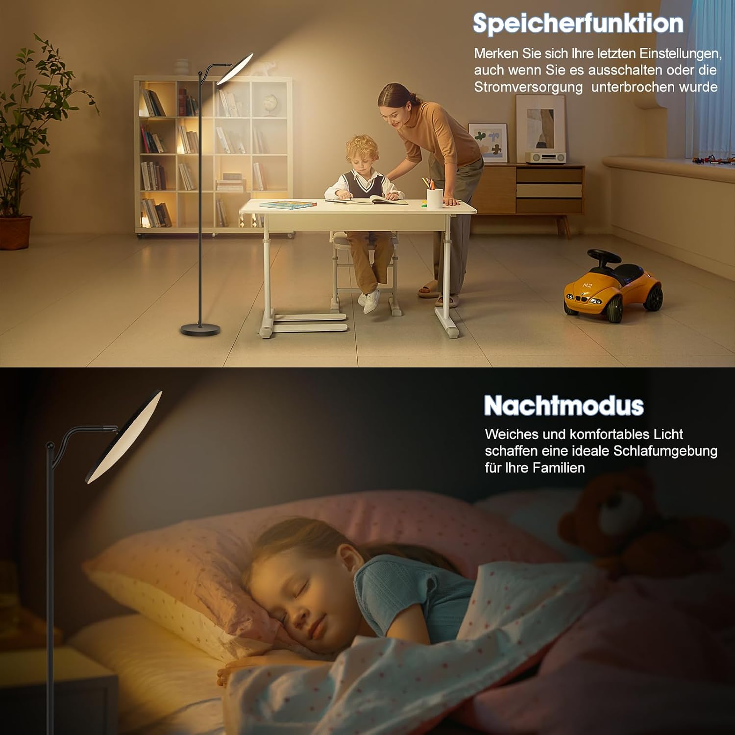Oraymin 2 Stücke Stehlampe Wohnzimmer 32W, Deckenfluter Stehleuchte Dimmbar mit Fernbedienung, 2700K-6500K Stehlampen LED Dimmbar Hohe Stehleuchte, Drehbare Stehlampe für Wohnzimmer Schlafzimmer Büro – Bild 7