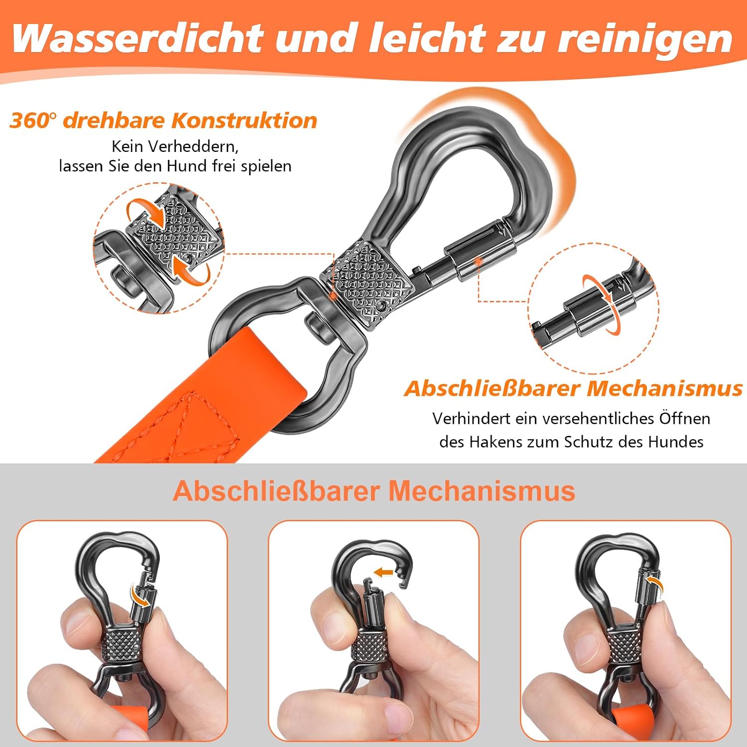 X XBEN Wasserdicht Schleppleine für Hunde,3M 5M 10M 15M 20M 30M Gummierte Schleppleine mit Abschließbarer Karabine,Wasserfest Hundeleine Laufleine für Große bis Kleine Hunde,Robuste Trainingsleine – Bild 3