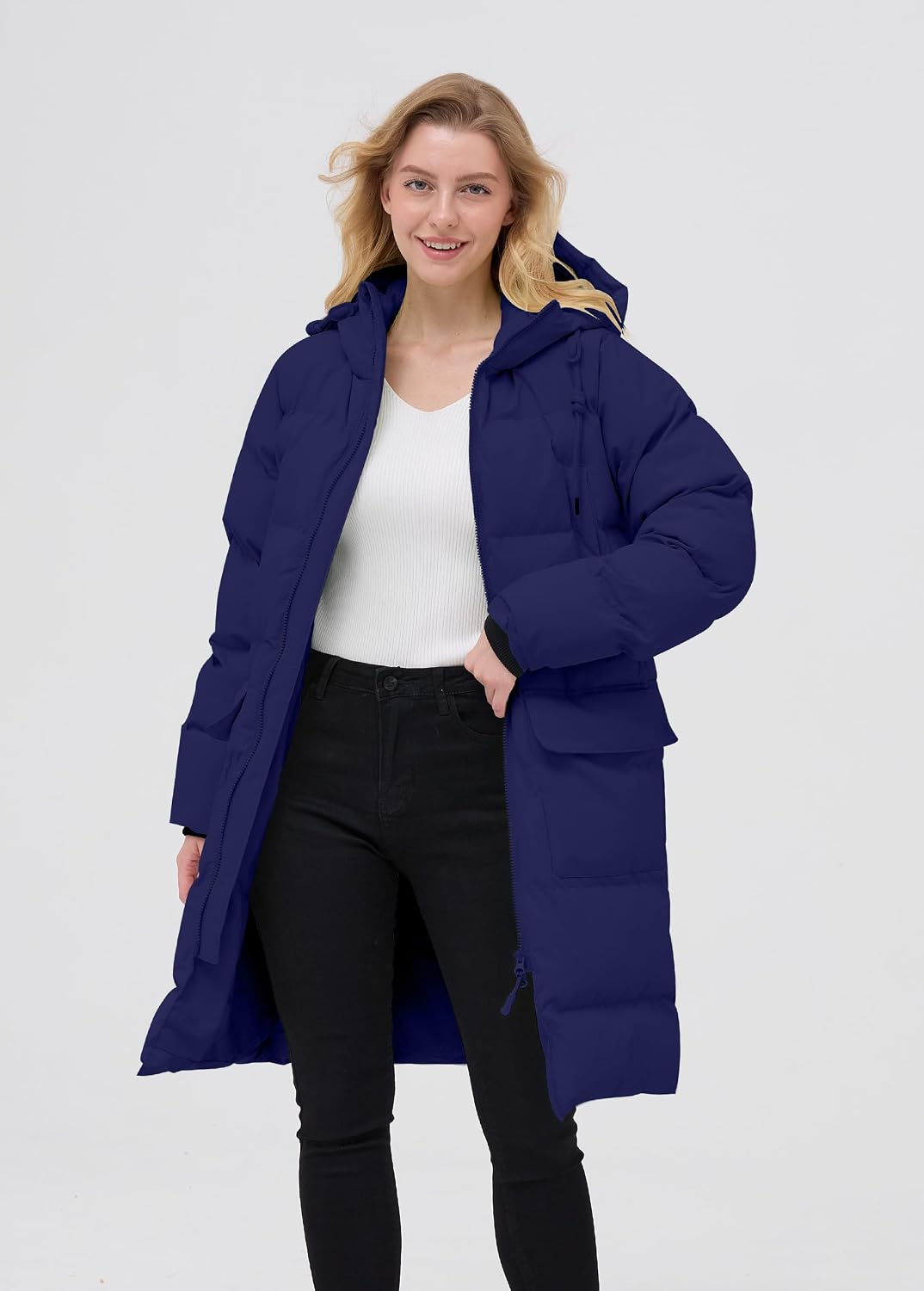 Winterjacke Damen Lang Steppmantel Wintermantel Warm Winddicht mit Kapuze – Bild 2