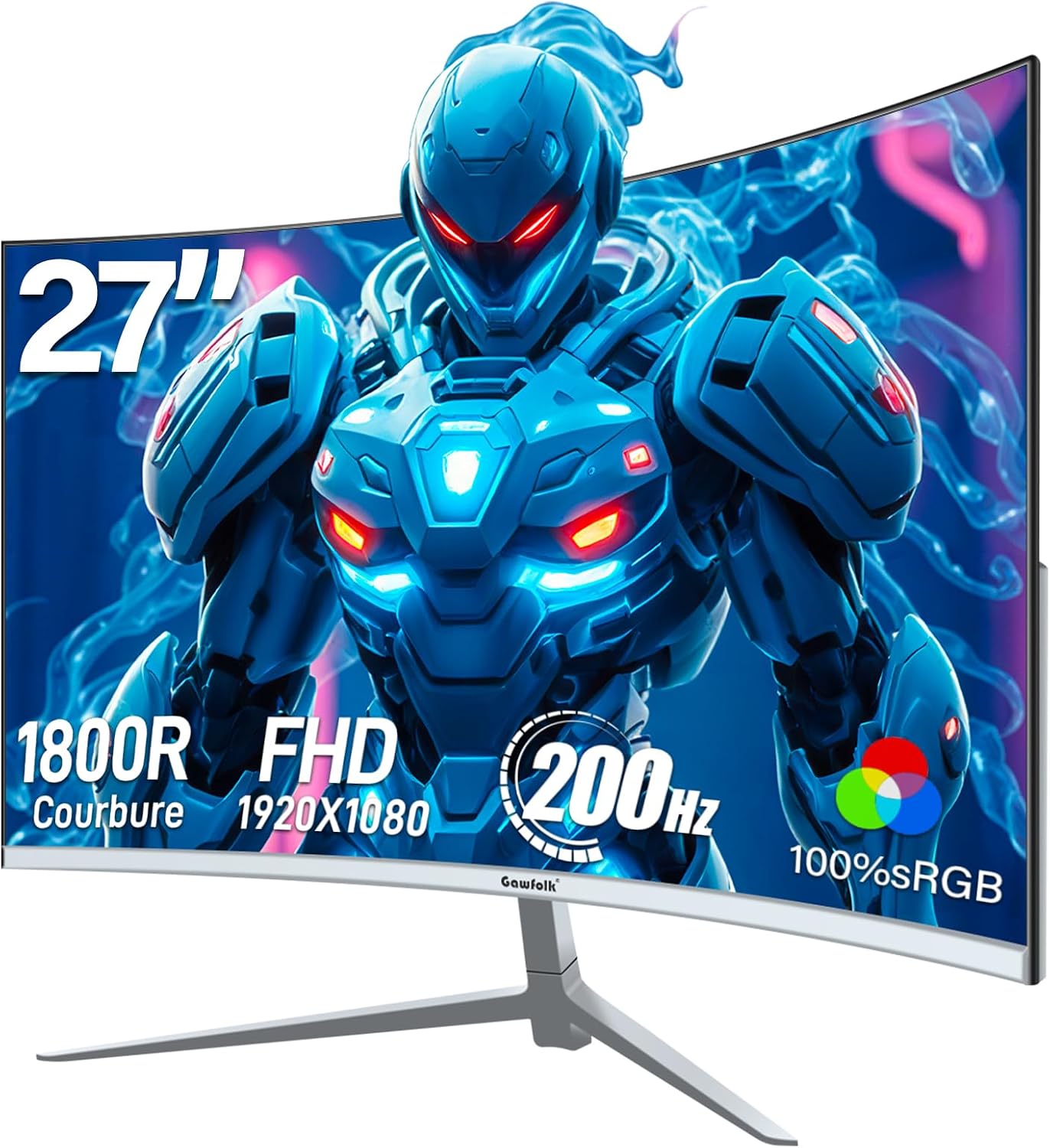 Gawfolk 27 Zoll Curved Gaming Monitor 200Hz, PC Bildschirm mit Lautsprecher – Bild 9
