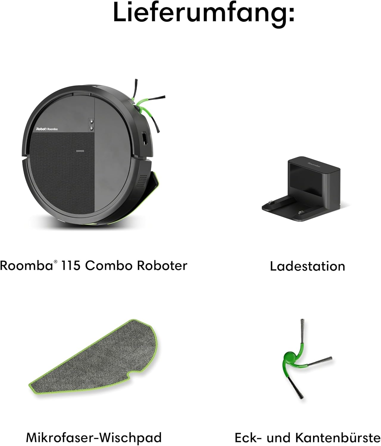 iRobot Roomba® 115 Combo Saug- und Wischroboter, 15k Pa Saugleistung, Bürsten und Wischpad reichen, Navigation mit Clearview™ LiDAR, Schwarz – Bild 8