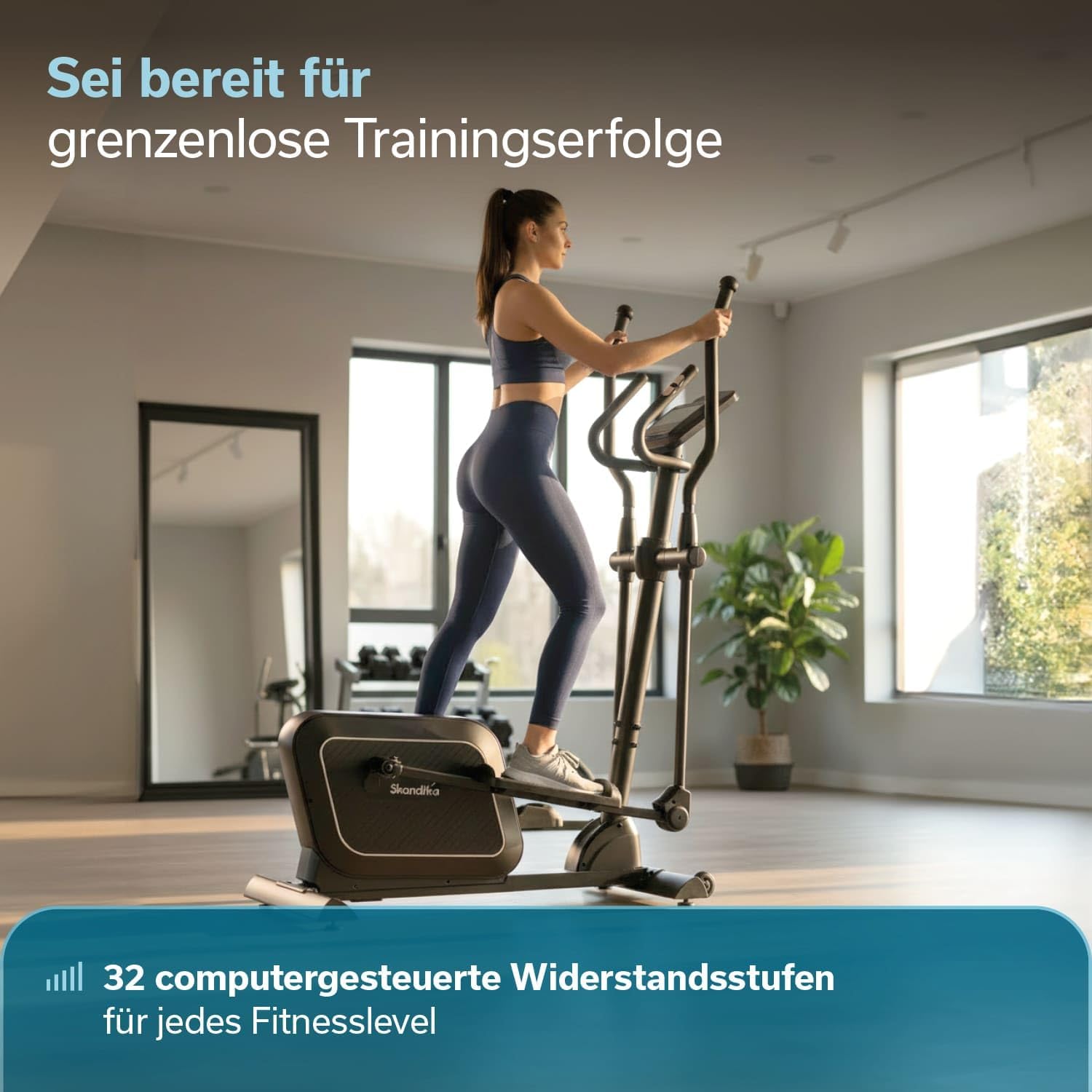 Skandika Crosstrainer für Zuhause Fint | Heimtrainer leise, 32 Stufen, 22 Programme, bis 120 kg, Kinomap App kompatibel, 8 kg Schwungmasse, Ellipsentrainer | Ellipsen Crosstrainer Fitness Sport – Bild 2