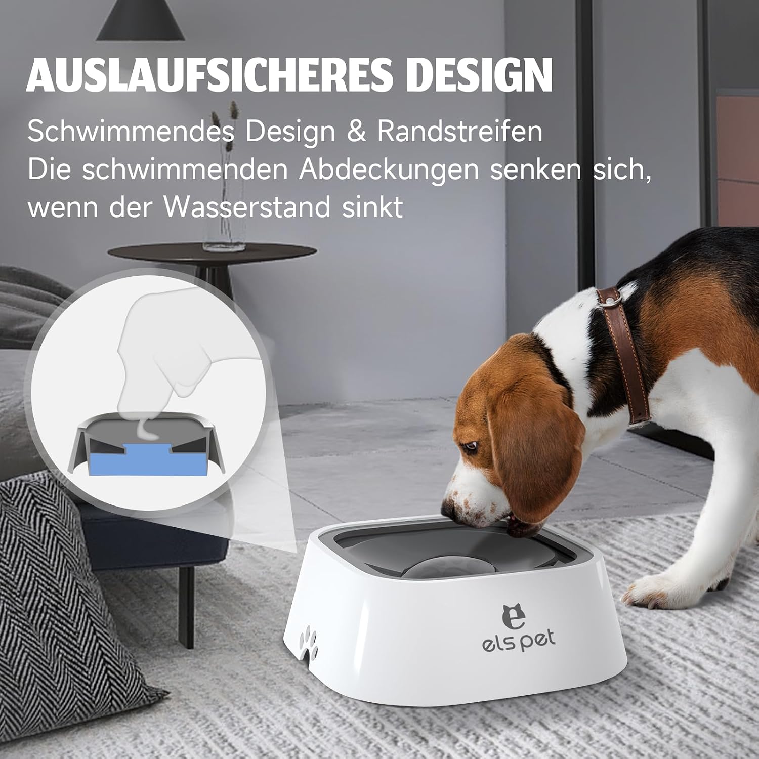 ELS PET Hundenapf 1L - Auslaufsicher Dank Schwimmdeckel, fur Auto & Zuhause – Bild 2