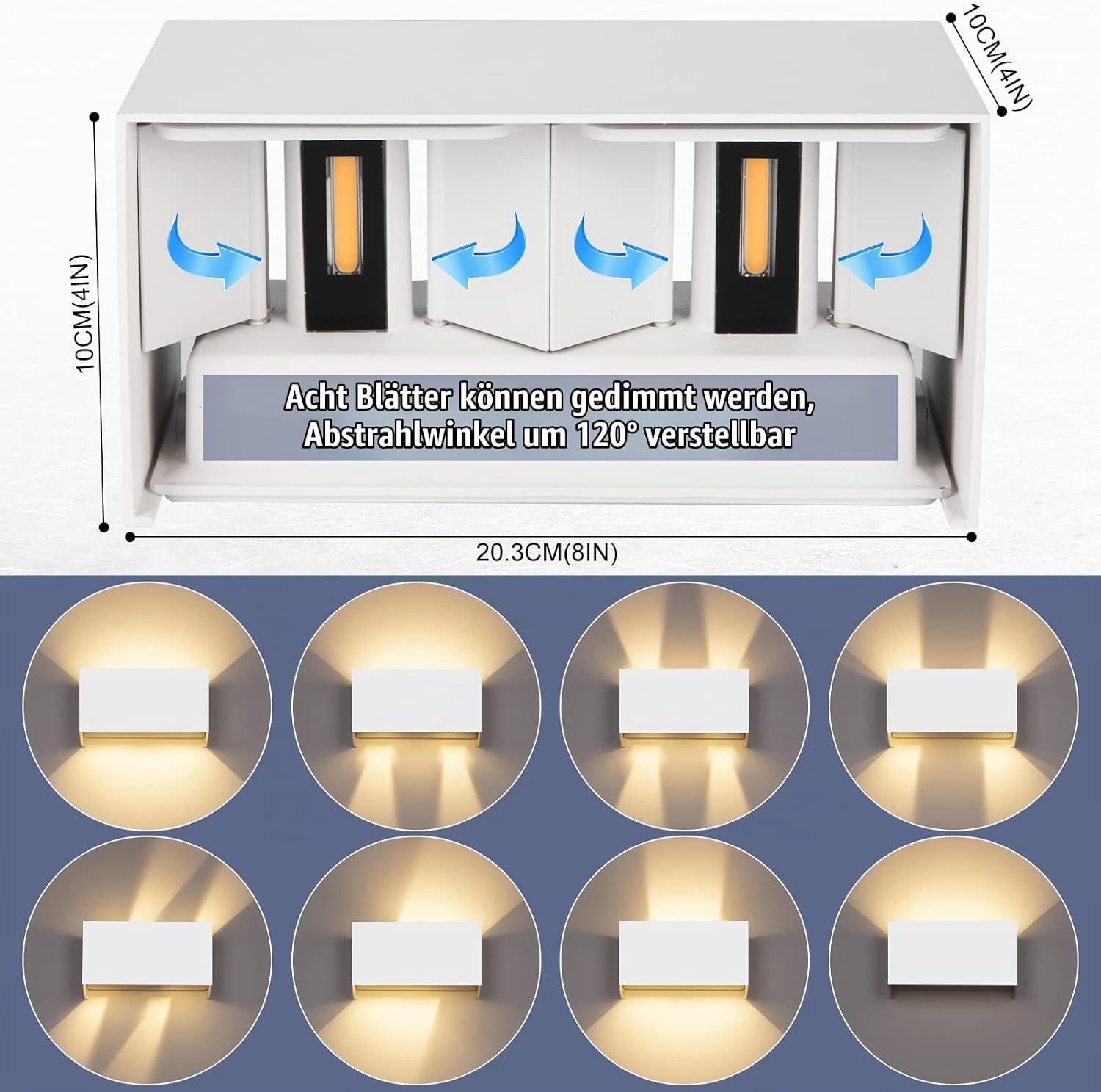 24W LED Wandleuchten Innen/Außen Weiß,IP65, 4 Stück – Bild 2