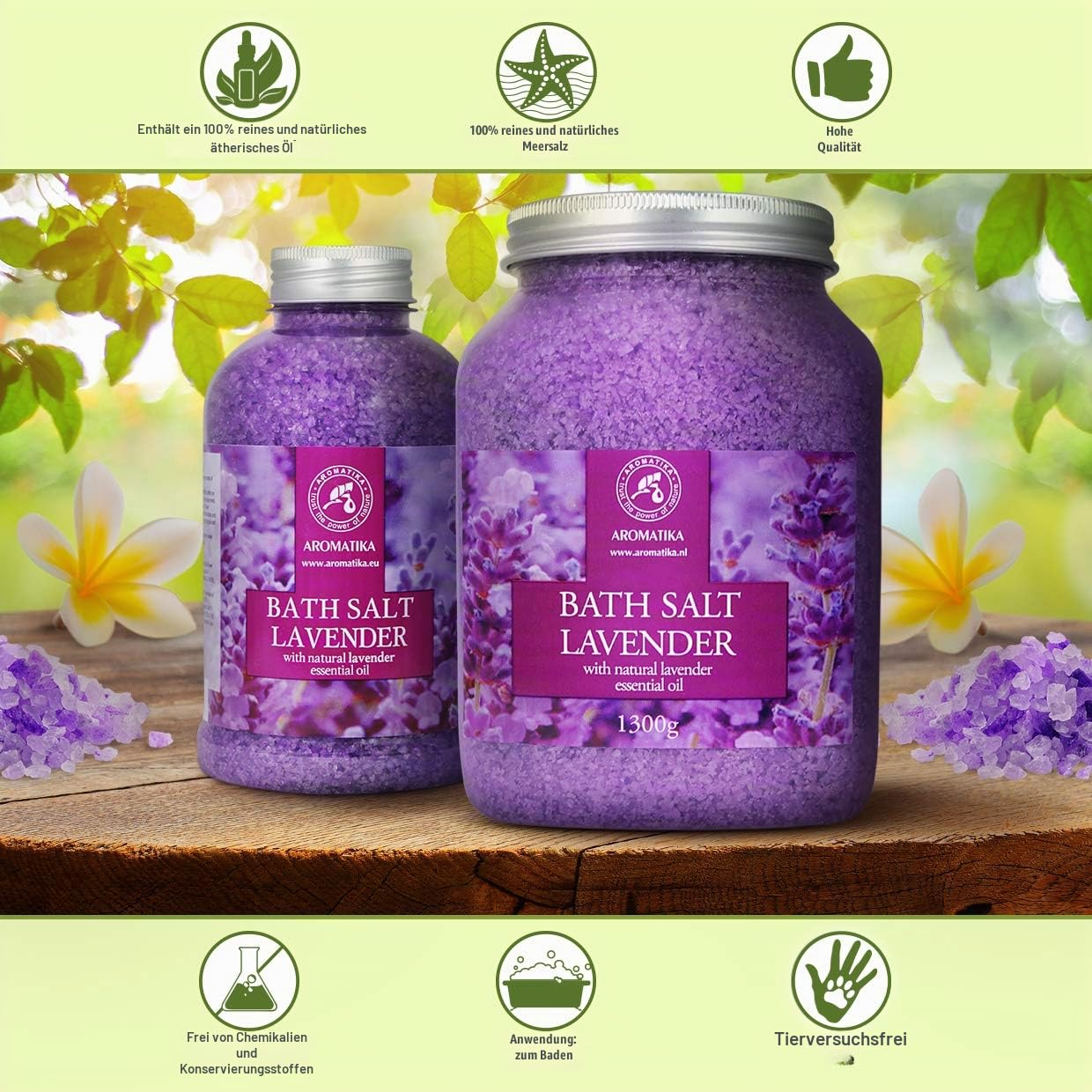 Badesalz Lavendel 1300 g - Meersalz mit ätherischem Lavendelöl – Bild 2