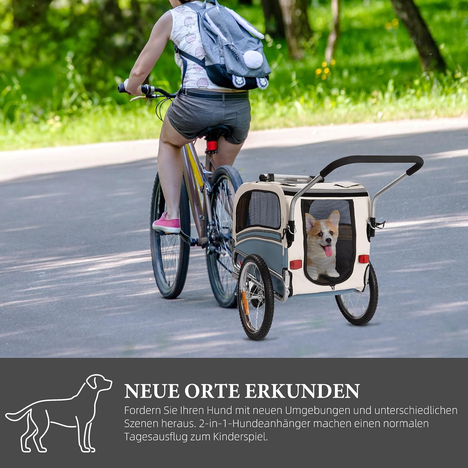 Hundeanhänger 2-in-1 für Fahrrad & Jogger – Bild 8