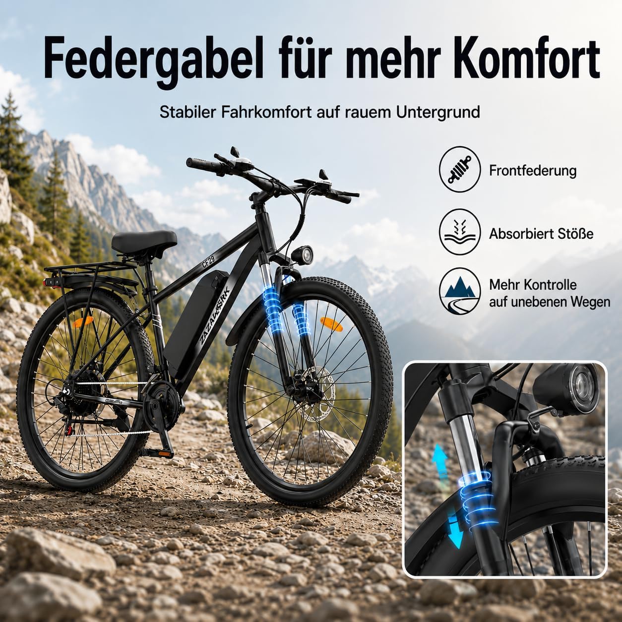 E-Bike Mountainbike CF29, Weißgrün 48V15AH Akku – Bild 7