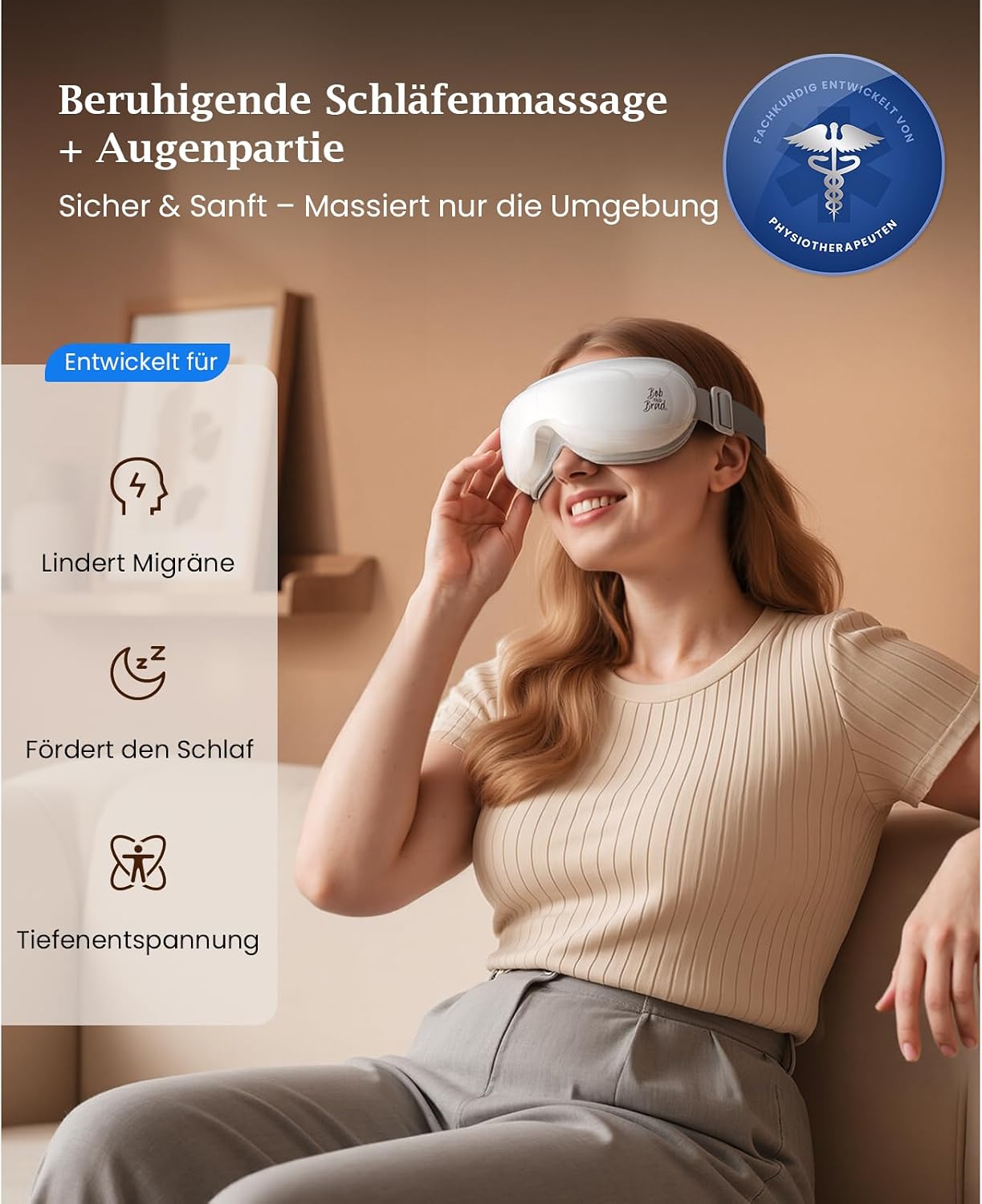 Bob and Brad Augenmassagegerät mit 40 & 45 °C Wärme, 3 Intensitätsstufen – Bild 3