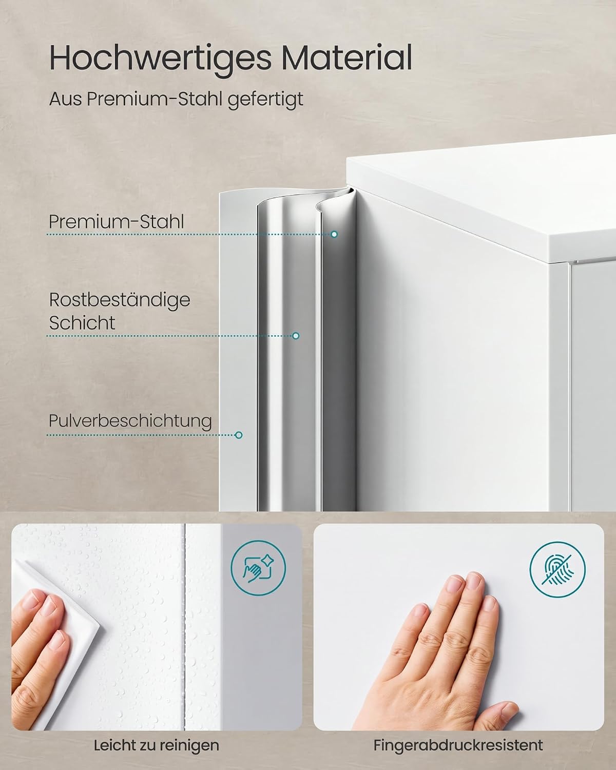 SONGMICS Aktenschrank, mit 4 Türen und 5 Ebenen, 40 x 80 x 180 cm – Bild 6