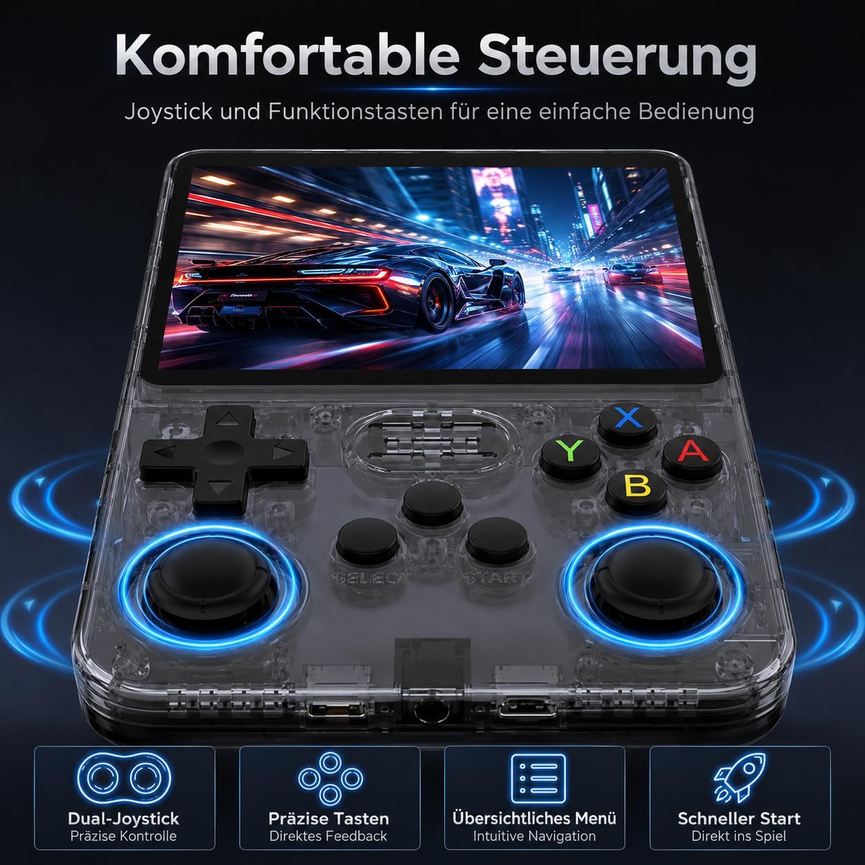 Retro Handheld Konsole 3,5" IPS Spielkonsole (Schwarz) – Bild 5