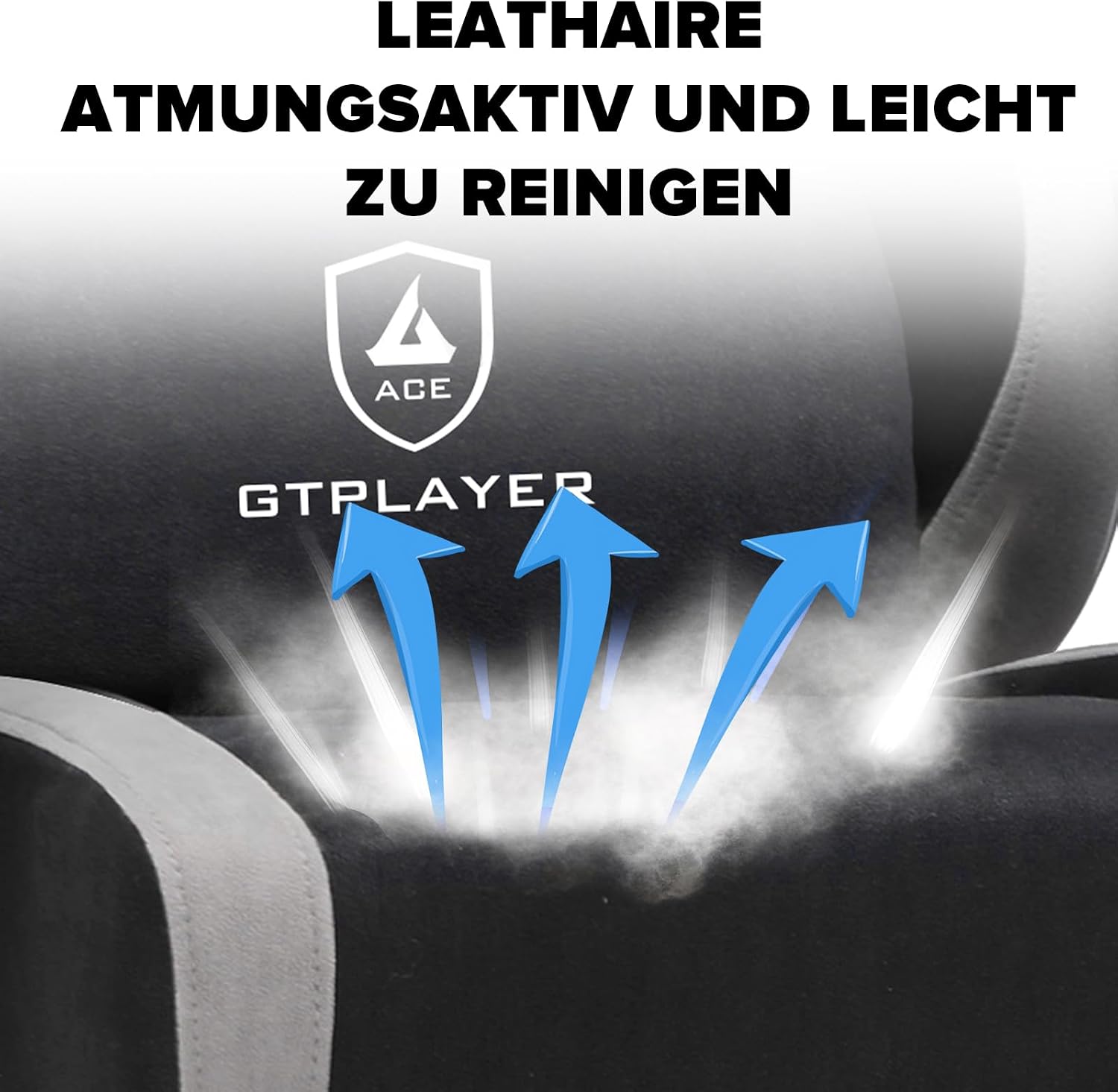 GTPLAYER Gaming Stuhl Ergonomischer Gaming Sessel Schreibtischstuhl mit Stoffoberfläche, Federsitzkissen, Verbindungsarmlehnen und Fußstütze 150KG, hellschwarz – Bild 9