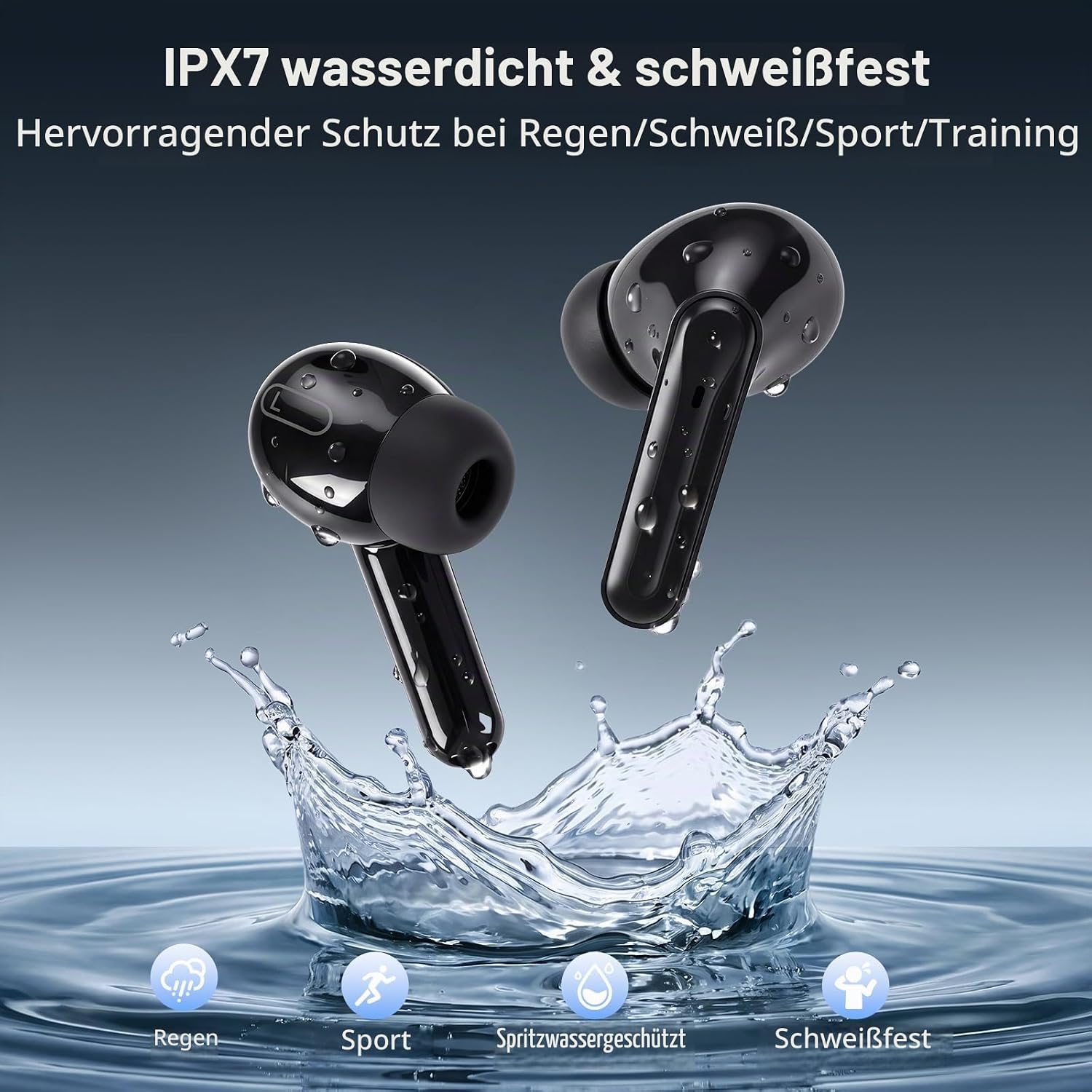 Bluetooth Kopfhörer, Kopfhörer Kabellos Bluetooth 5.3 In Ear Kopfhörer mit 4 ENC Noise Cancelling Mic, 72H Spielzeit Kabellose Kopfhörer Tiefer Bass Wireless Earbuds, IP7 Wasserdicht Ohrhörer – Bild 7