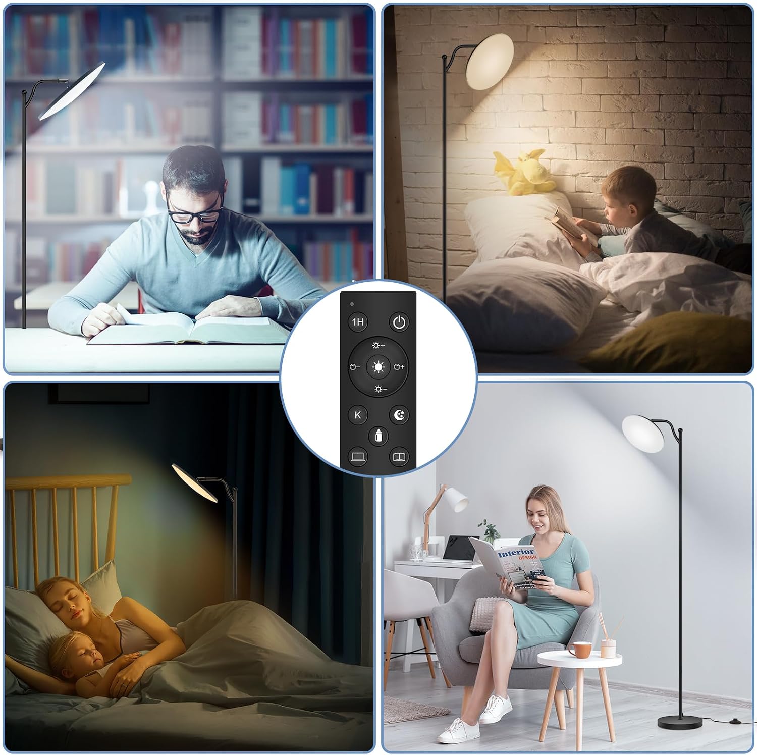 Oraymin 2 Stücke Stehlampe Wohnzimmer 32W, Deckenfluter Stehleuchte Dimmbar mit Fernbedienung, 2700K-6500K Stehlampen LED Dimmbar Hohe Stehleuchte, Drehbare Stehlampe für Wohnzimmer Schlafzimmer Büro – Bild 6