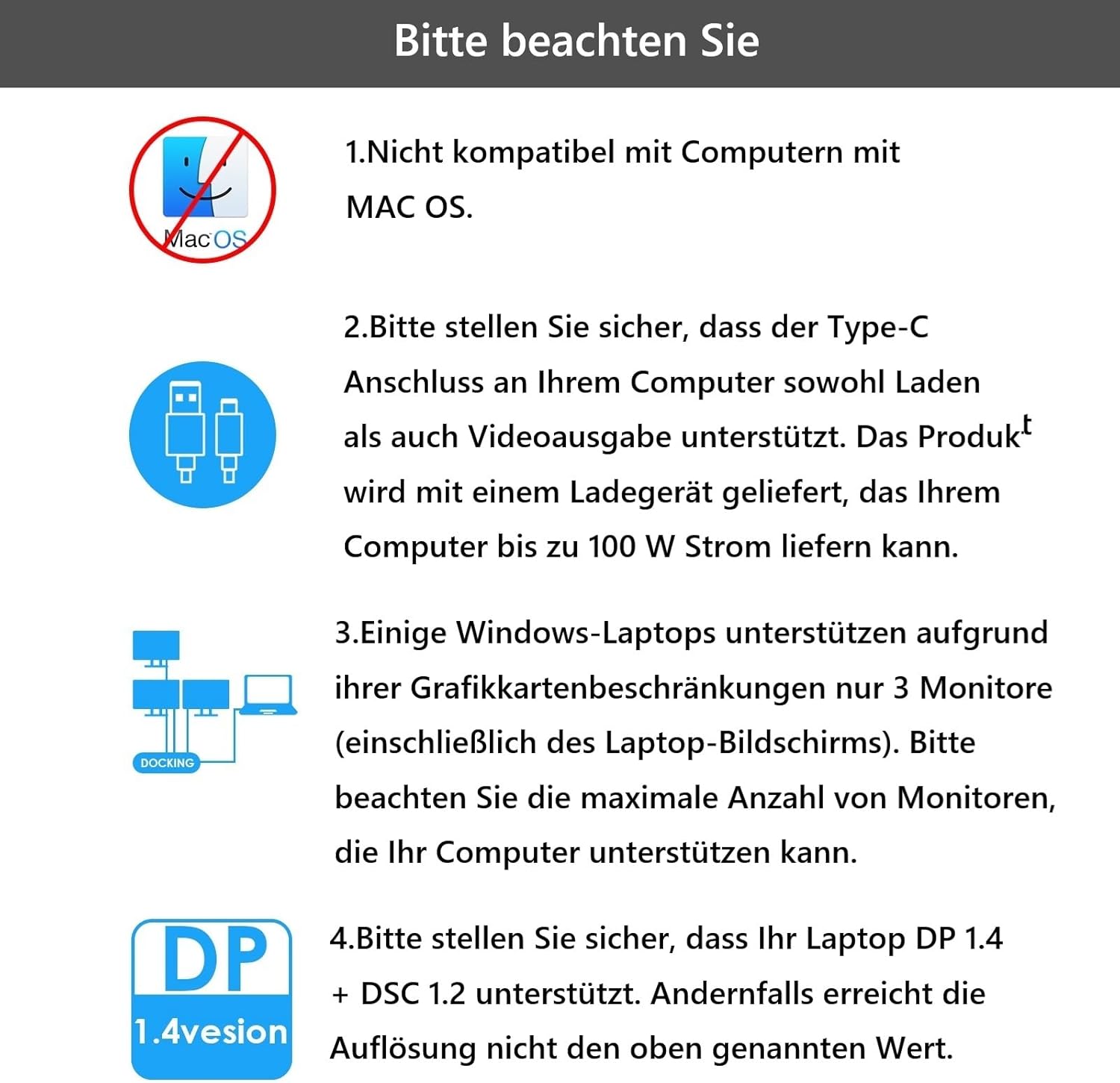 Laptop docking station, docking station 3 monitore – Bild 4