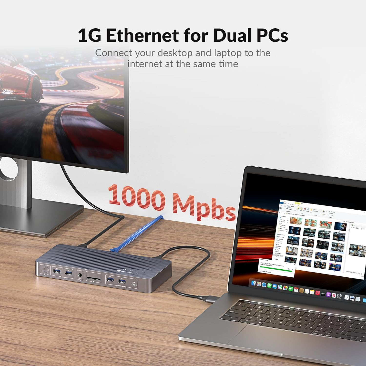 AV Access Docking Station KVM Switch für MacBook USB-C KVM-Switch für 2 Monitore und 2 Computer, 4K Dual HDMI Displays, Wechsel zwischen Laptop+Desktop, Ethernet,100W Power Delivery, EDID Emulation – Bild 5