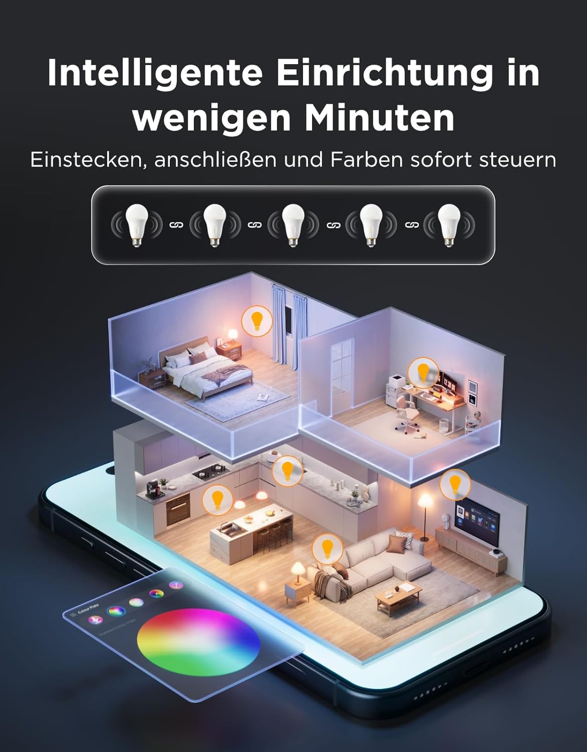 Govee E27 LED Smart Glühbirne, 1600 Lumen RGBWW, A21 dimmbar, 1 Stück – Bild 7