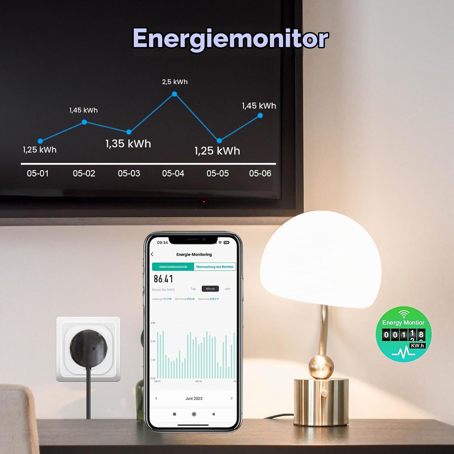 ANTELA WLAN Smart Steckdose 16A Stromverbrauch Messen – Bild 2