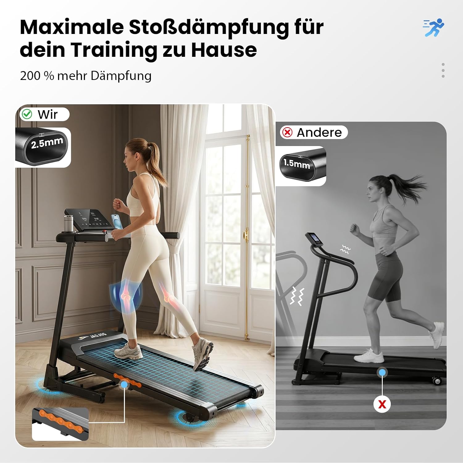 JAGJOG Laufband klappbar mit 15% Auto-Steigung – Bild 4