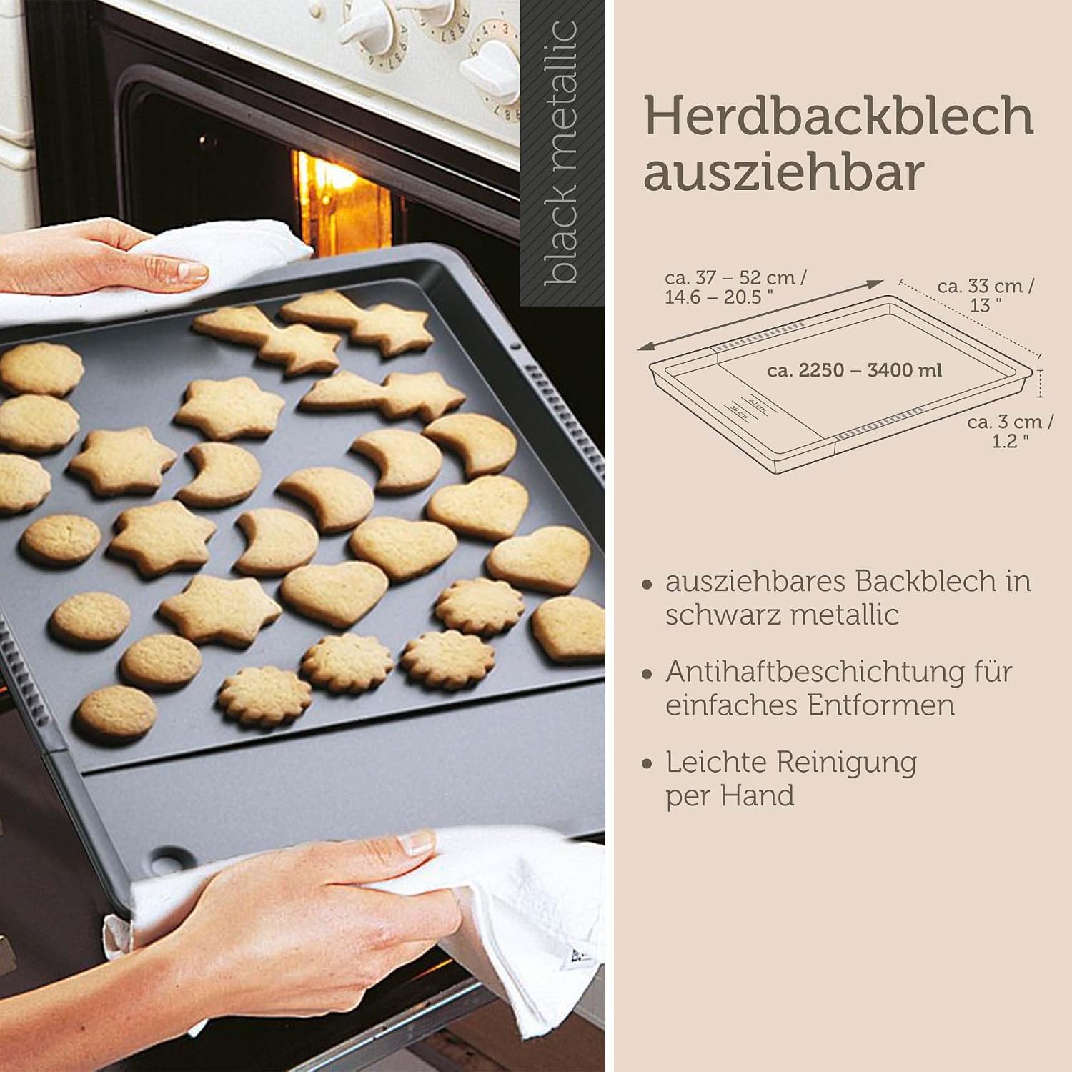 Zenker Ausziehbares Herdbackblech Black Metallic 37 - 52 cm – Bild 2