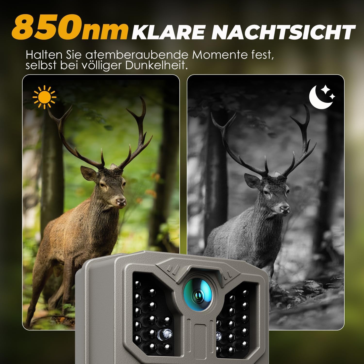 CEYOMUR Wildkamera, 850nm IR LEDs Wildkamera mit Bewegungsmelder Nachtsicht – Bild 5