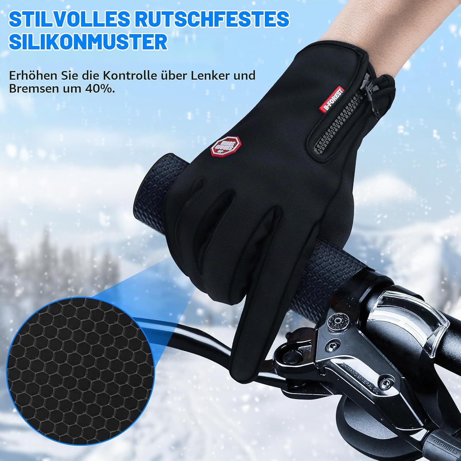 Warme Dünne Fahrradhandschuhe Herren Damen, Winter Touchscreen Handschuhe – Bild 5