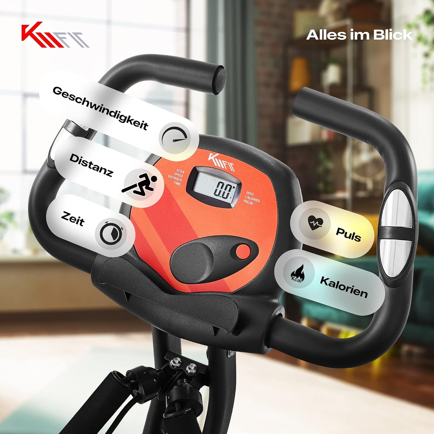 KM-Fit 2in1 Heimtrainer Fahrrad | LCD-Display | Fitnessbike klappbar – Bild 4