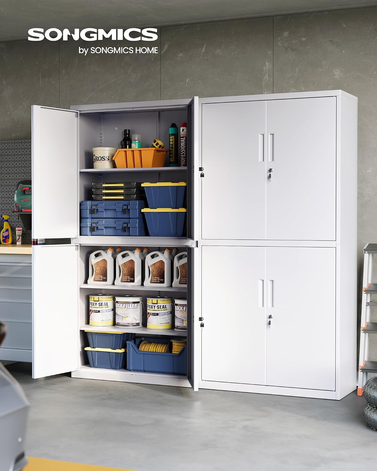 SONGMICS Aktenschrank, mit 4 Türen und 5 Ebenen, 40 x 80 x 180 cm – Bild 3
