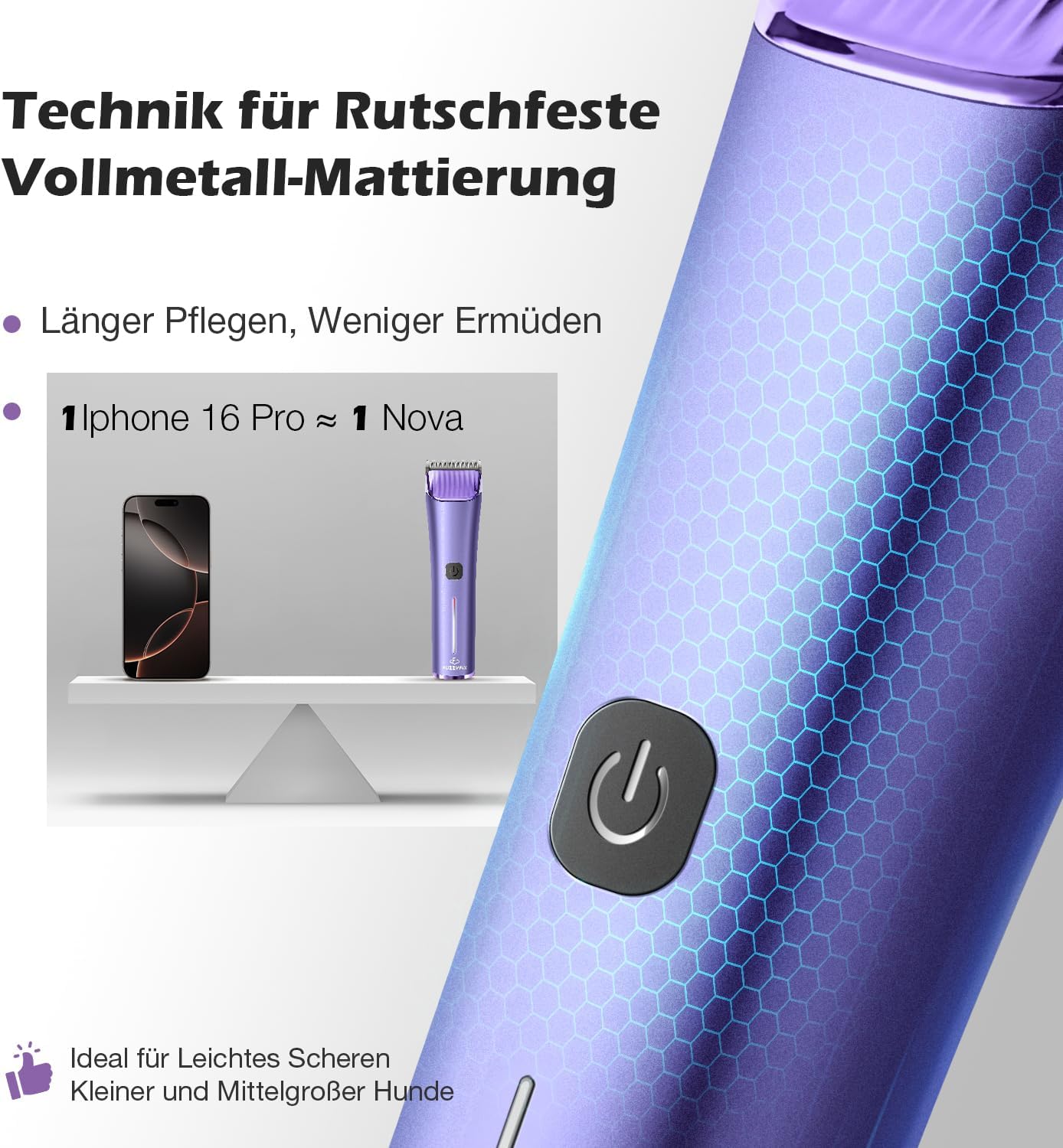 Hundeschermaschine Profi mit 5in1 Klinge und Metall-Aufsteckkämme – Bild 8
