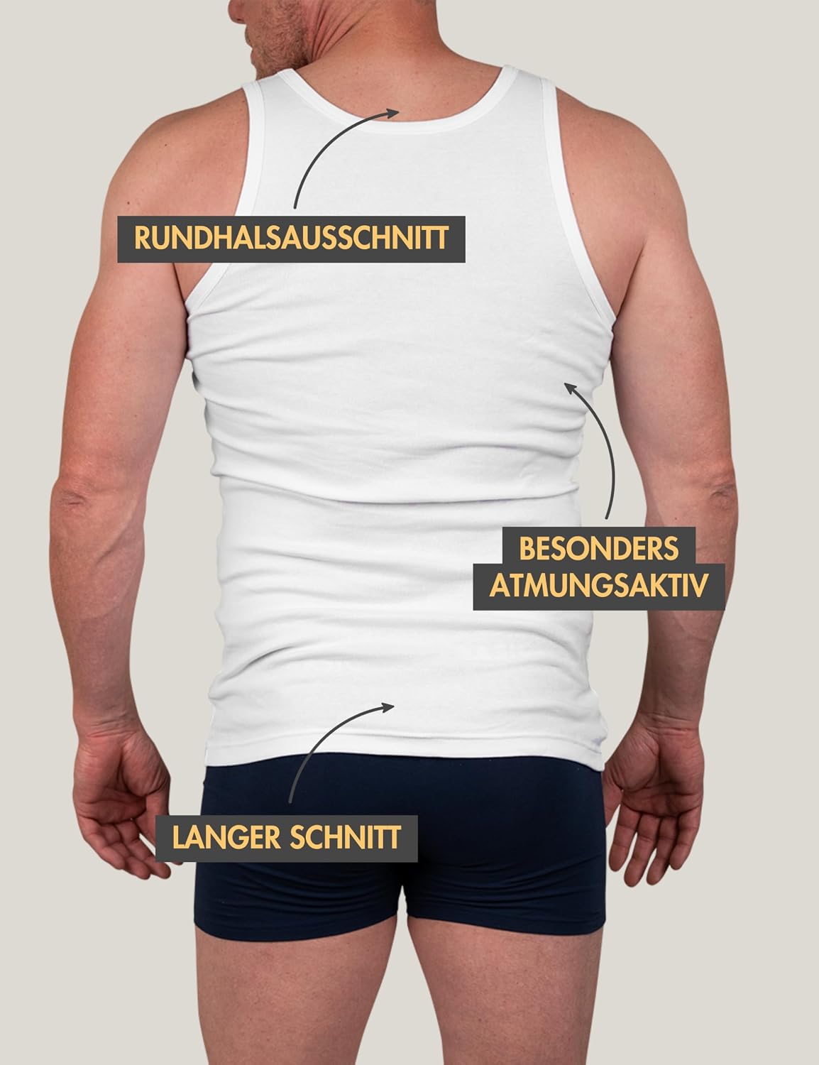 Basic Treasure 5er Pack Unterhemd Herren 100% Baumwolle, Tank Top – Bild 3