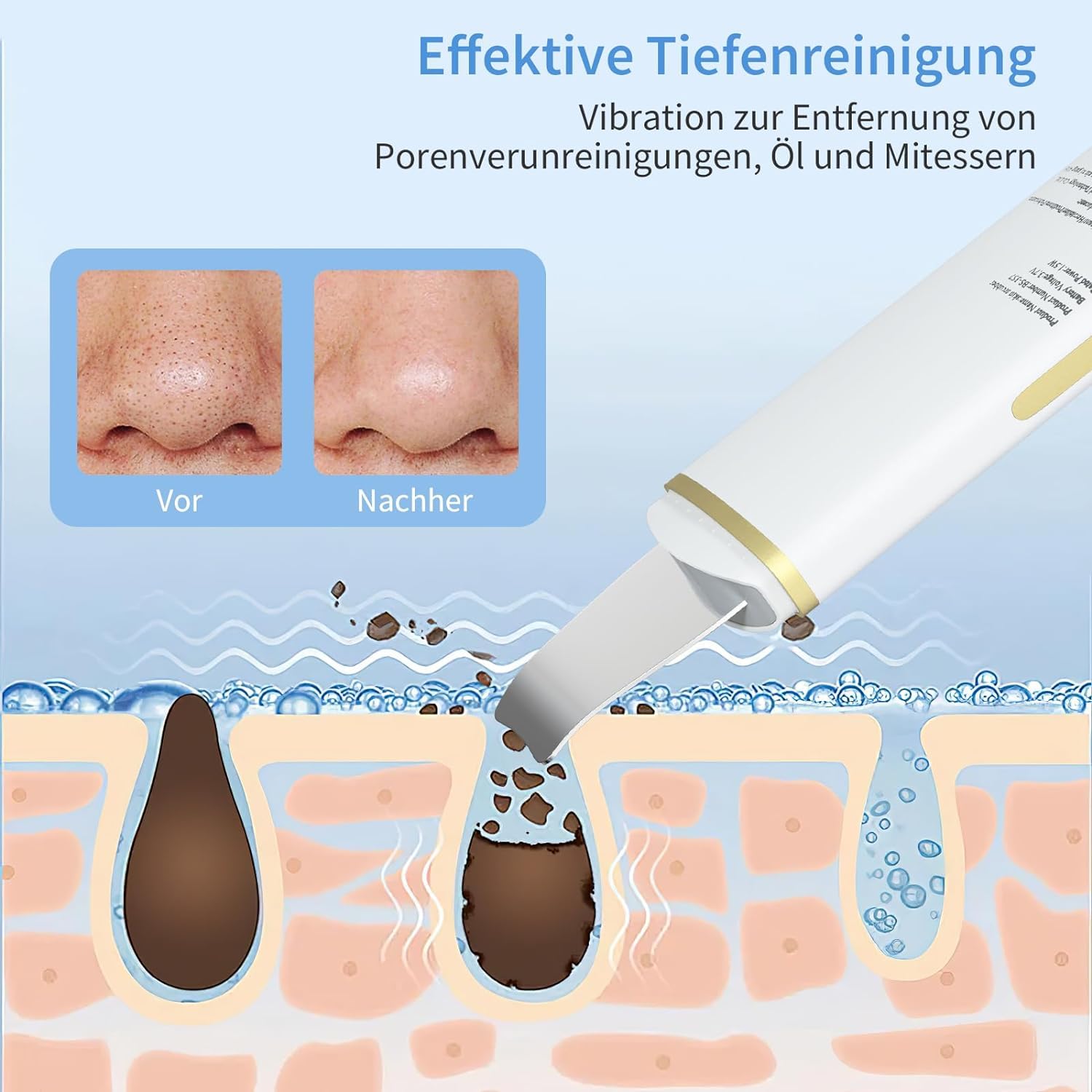 GUGUG Ultraschall Skin Scrubber,Gesichtsspatel und Porenreiniger,4 Modi – Bild 3