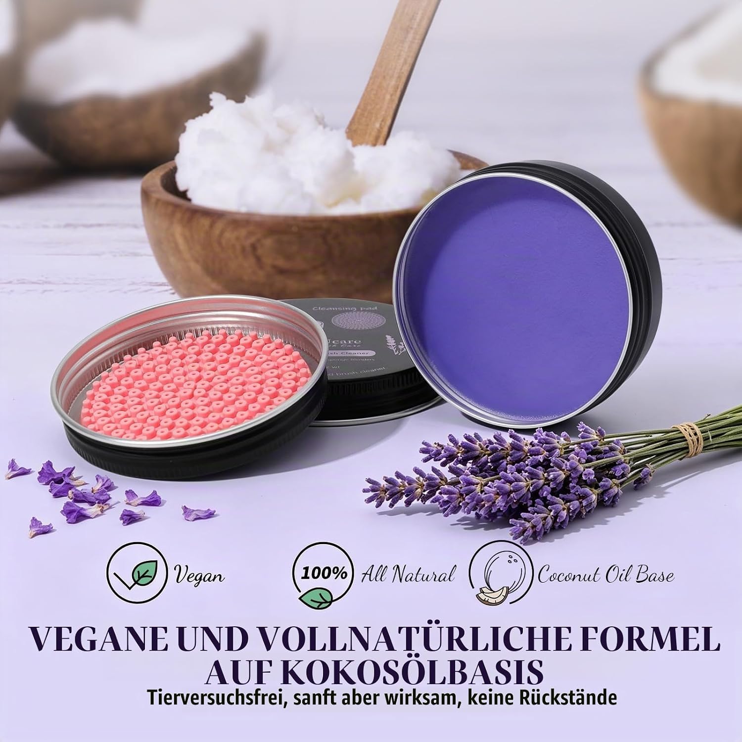 DUcare Make-up-Pinsel-Reiniger, solide Seifenreiniger, leicht zu reinigende Pinsel und Make-up-Schwämme (Lila) – Bild 2