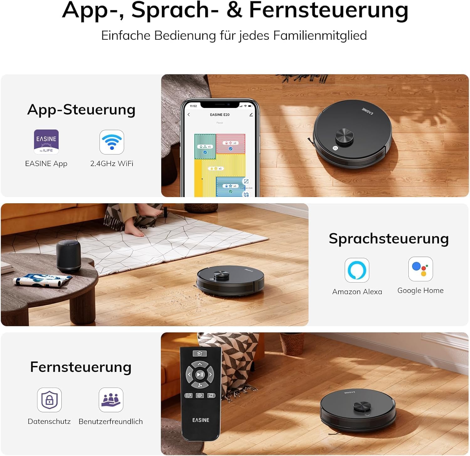 E20 Saugroboter ohne Wischfunktion Staubsauger Roboter Schwarz – Bild 8