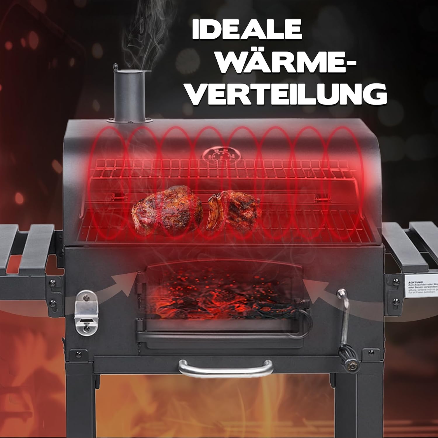 TAINO HERO XL BBQ Smoker GRILLWAGEN Holzkohle Grill Grillkamin Standgrill Räucherofen Zubehör – Bild 7