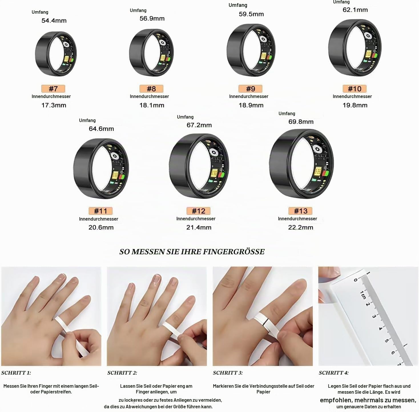 Smart Ring, No Subscription Required smart Ring Damen, Fitness Ring for Women & Men, Health Ring with Heart Rate, Sleep Monitoring/Motion Tracking, Waterproof (Roségold 8) – Bild 9