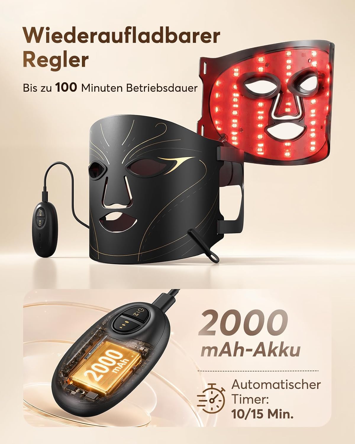 LED Maske Gesicht mit 4 Modi für Anti-Aging, Hautklärung – Bild 5